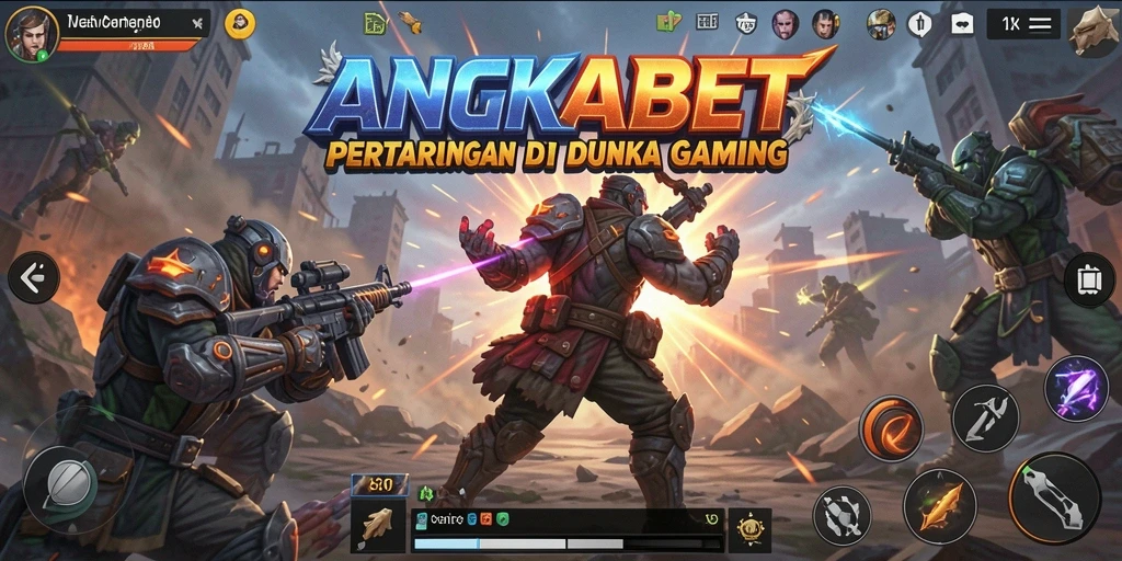 Screenshot menampilkan pertarungan seru dalam ANGKABET dengan karakter unik.