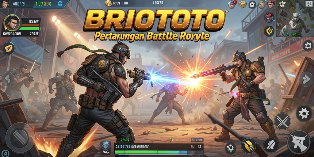Gameplay intens BRIOTOTO di arena Battle Royale yang mendebarkan.