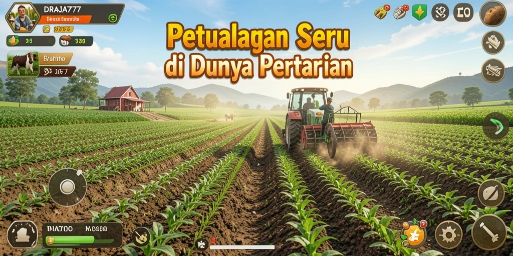 Screenshot DRAJA777 menampilkan aktivitas bertani yang seru dan interaktif.