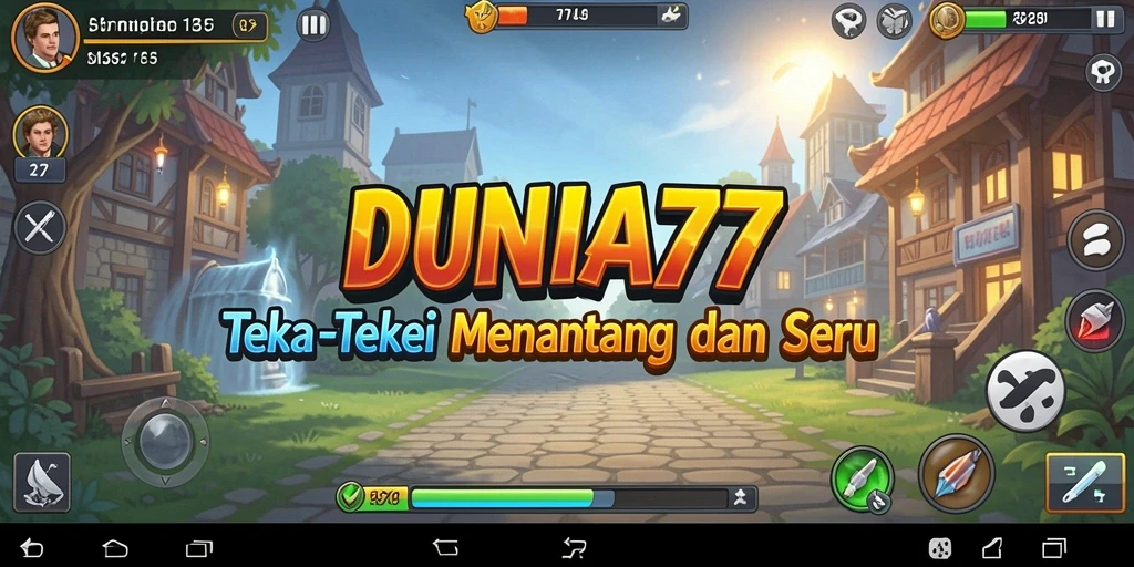 Tampilan interaktif DUNIA77 saat menyelesaikan teka-teki.