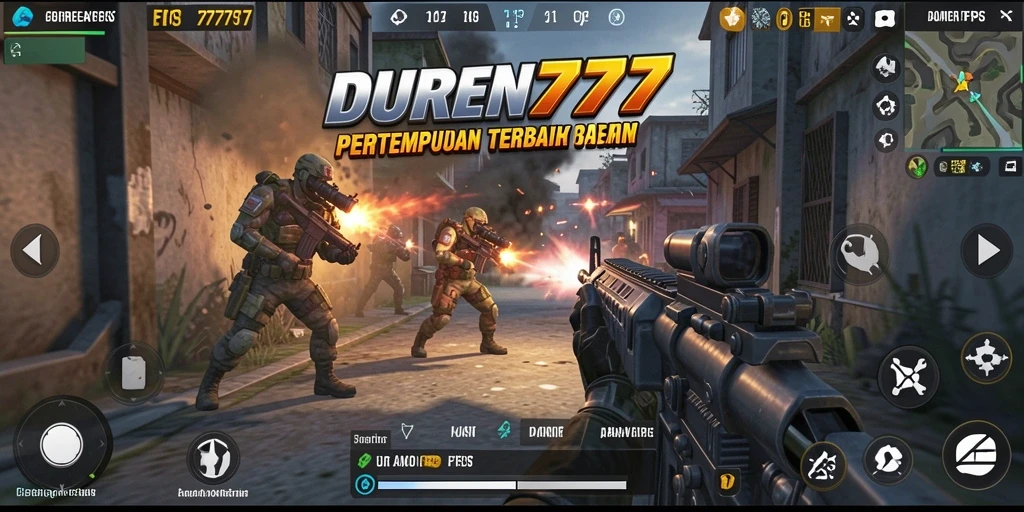 Tangkapan layar gameplay DUREN777 menampilkan aksi seru dalam pertempuran FPS.