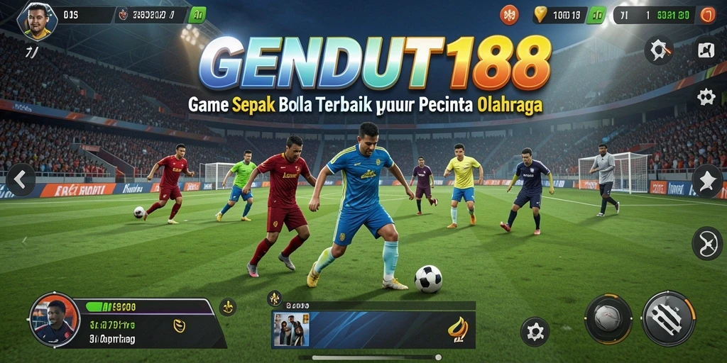 Tangkapan layar gameplay GENDUT188 menunjukkan aksi seru di lapangan sepak bola.