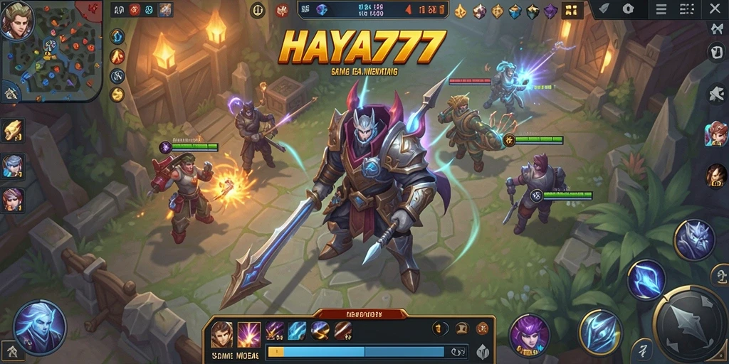 Tampilan gameplay seru di HAYA777 dengan aksi pertarungan tim.