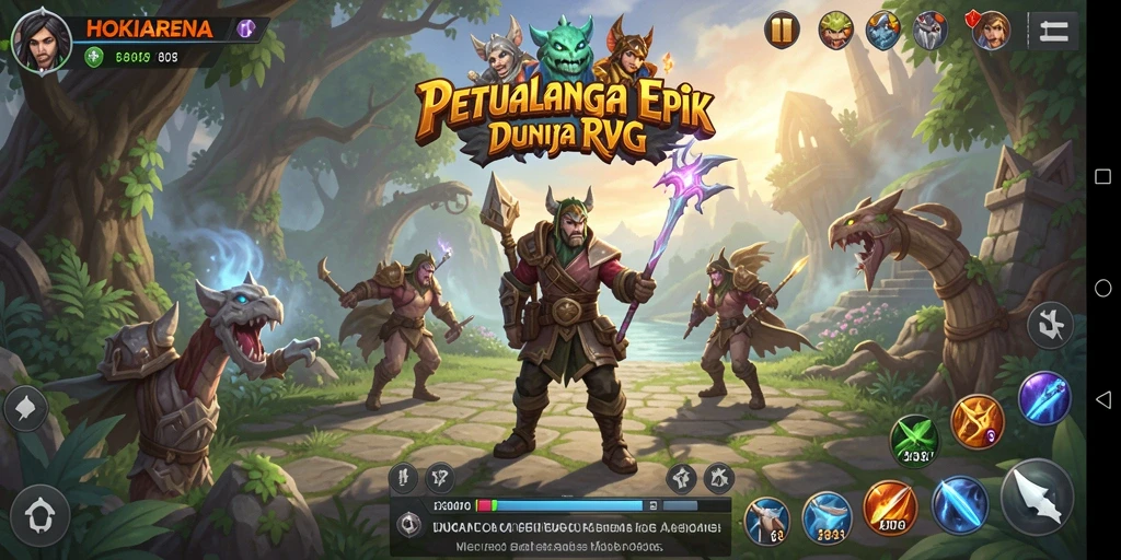 Tampilan gameplay epik HOKIARENA dengan pertarungan mendebarkan.
