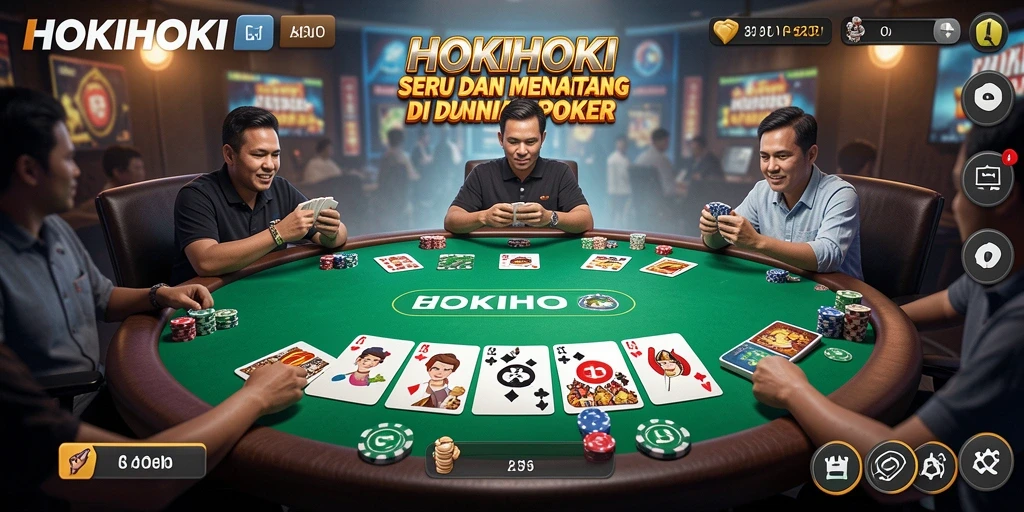 Tampilan gameplay menarik dari HOKIHOKI dengan suasana Poker yang hidup.