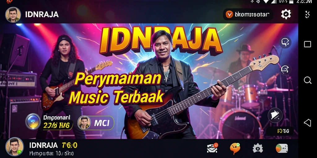 Tampilan gameplay IDNRAJA yang menampilkan interaksi dan musik.