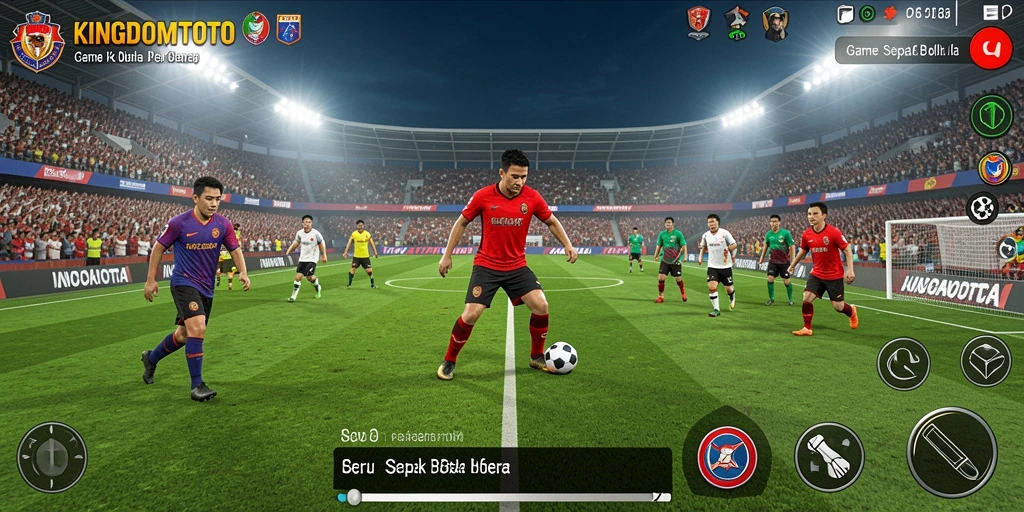 Tampilan gameplay KINGDOMTOTO yang menampilkan aksi sepak bola seru.