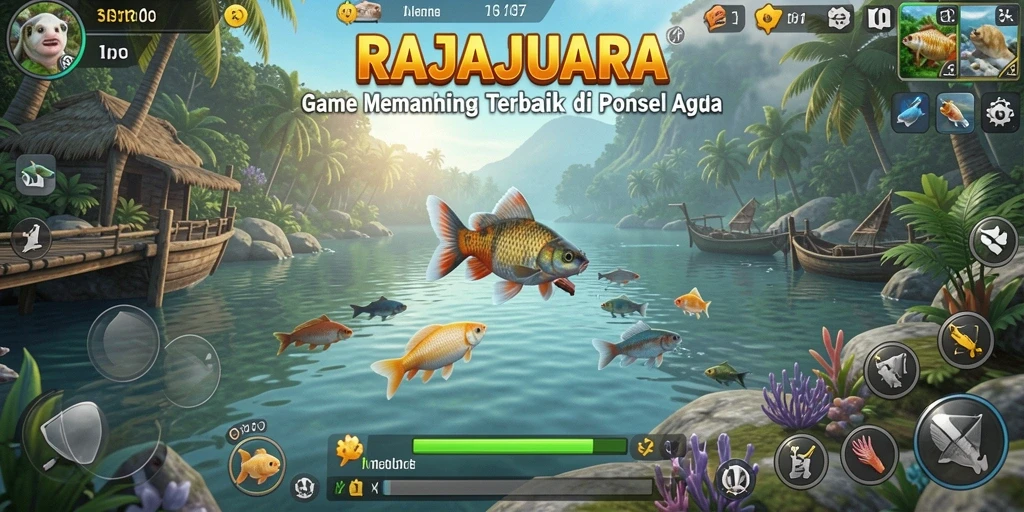 Gameplay RAJAJUARA menampilkan serunya memancing di berbagai lokasi.