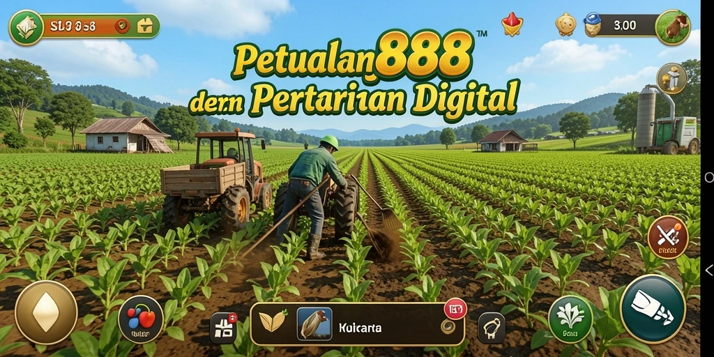 Tangkapan layar gameplay <strong>SUPER88</strong> menampilkan ladang subur dan hewan ternak lucu.