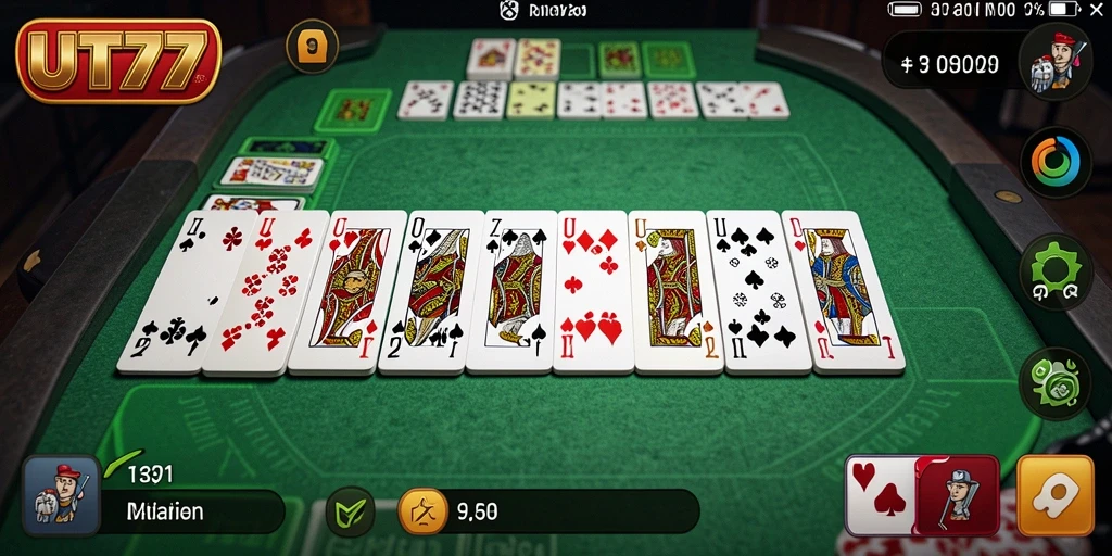 Screenshot utama UT77 memperlihatkan gameplay domino yang menarik dan interaktif.