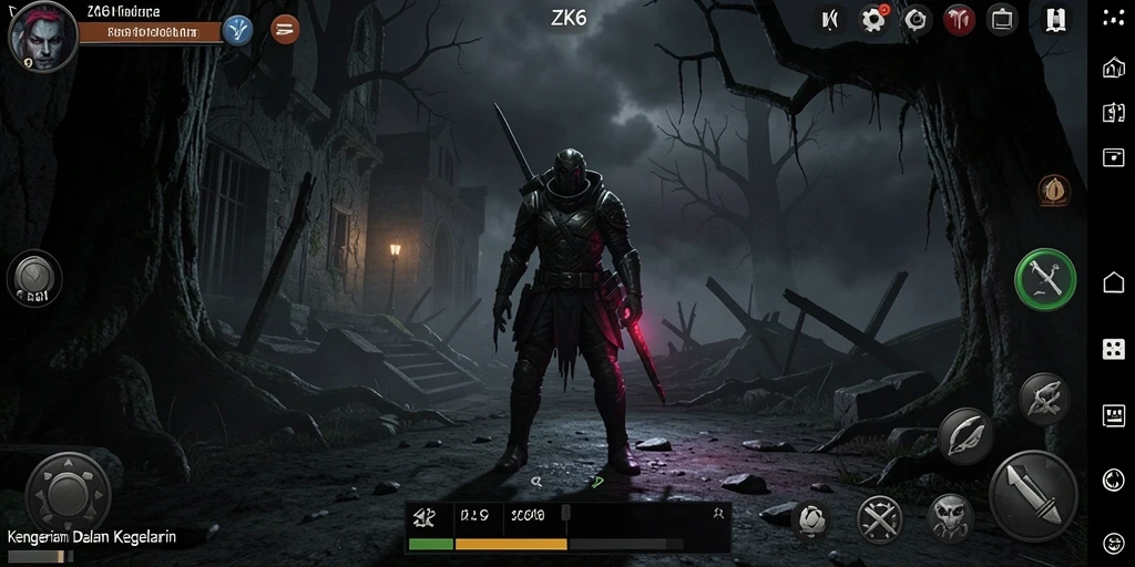 Gameplay ZK6 yang menegangkan di tengah kegelapan.